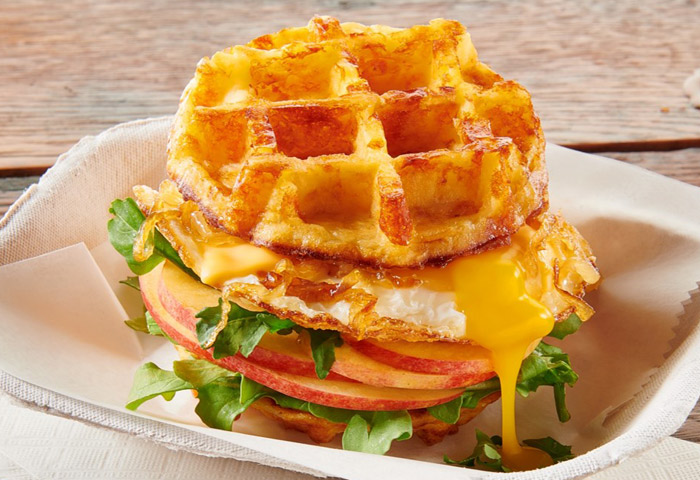 Papetti’s® Orchard Delight Cheesy Hash Brown Waffle Breakfast Sandwich