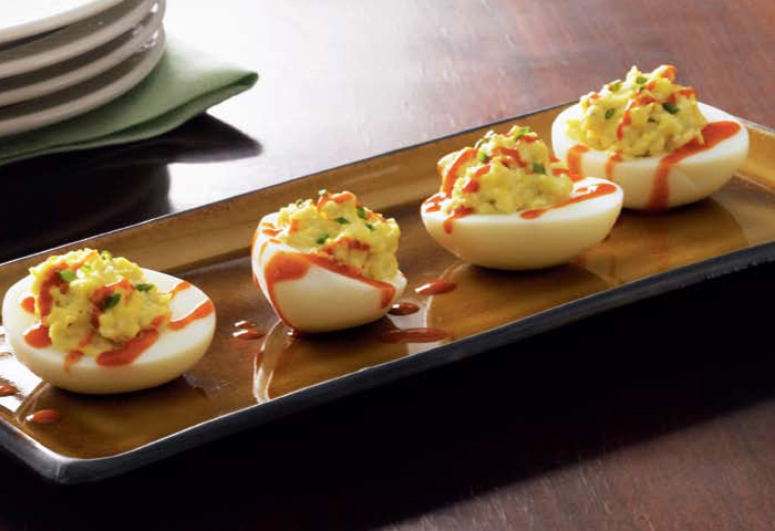 Red Hot & Bleu Cheese Deviled Eggs