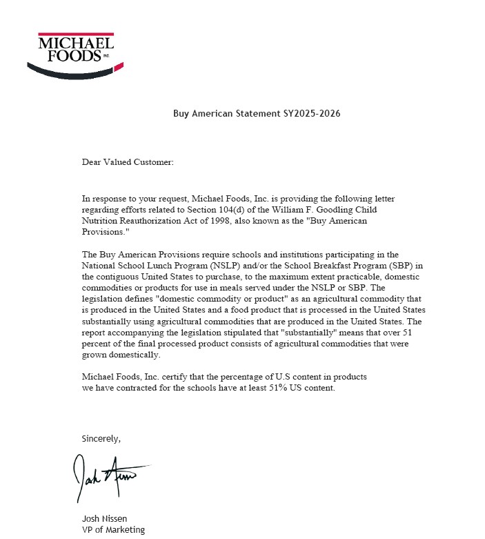 Wholesome Farms Buy American Letter 24_25