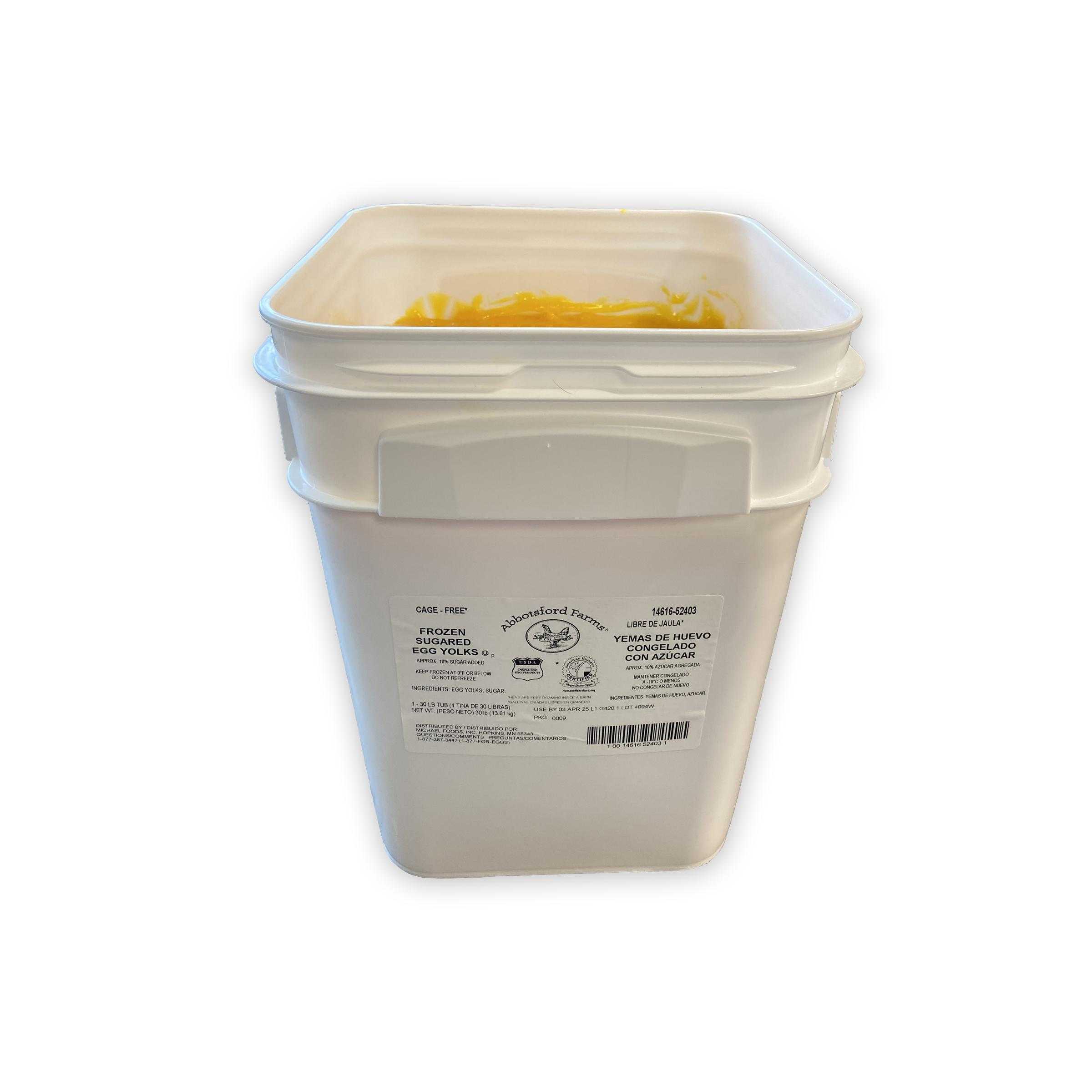 Abbotsford Farms® American Humane Certified Cage Free Frozen Liquid Egg Yolks with 10% Sugar, 1/30 Lb Tub