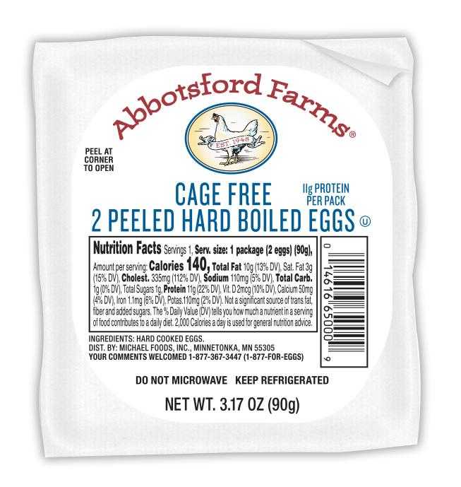 Abbotsford Farms® American Humane Certified Cage Free Refrigerated Peeled Hard Cooked Eggs, 16/2 Packed Individual Servings