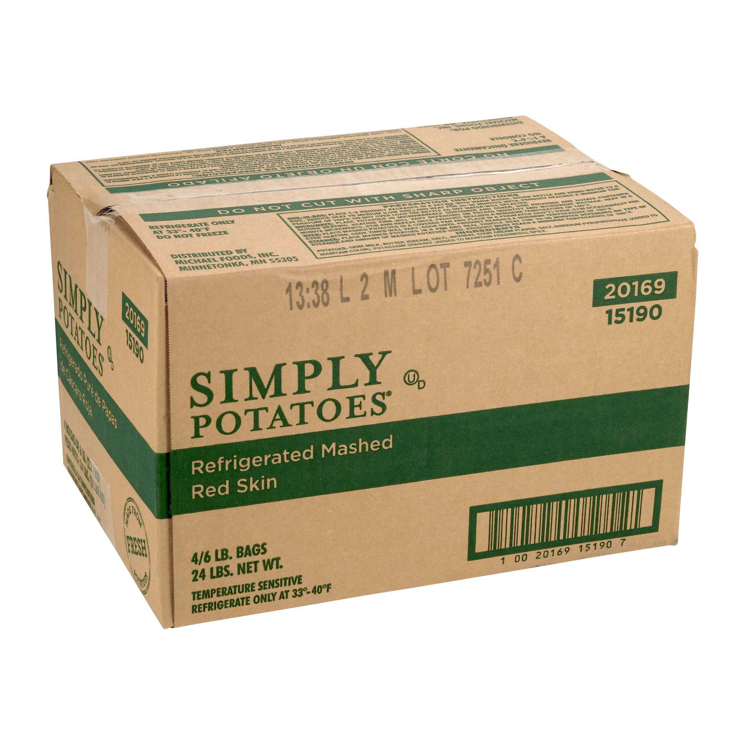 Simply Potatoes® Refrigerated Red Skin Mashed Potatoes made with skin-on Red potatoes, 4/6 Lb Bags