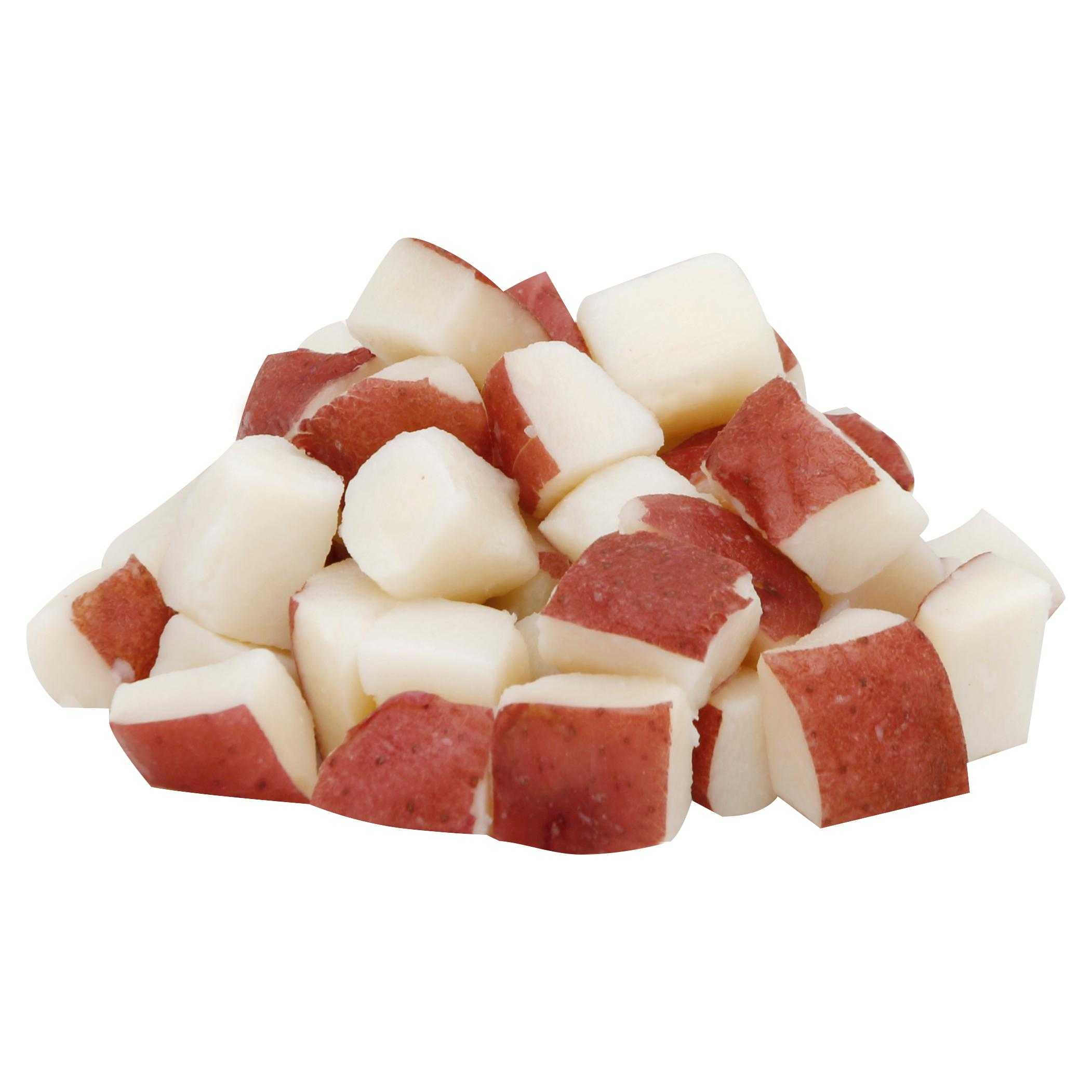 Simply Potatoes® Refrigerated 3/4″ Red Skin Diced Potatoes made with skin-on Red potatoes diced 5/8″ x 3/4″ x 3/4″, 2/10 Lb Bags