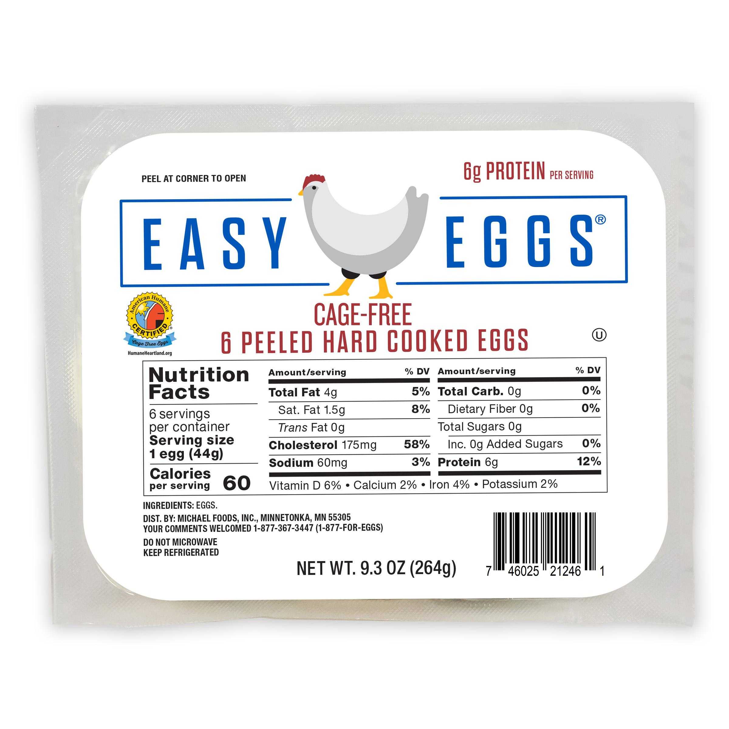 Easy Eggs® American Humane Certified Cage Free Peeled Hard Cooked Eggs, 24/6 Count Retail Ready Dry Pack