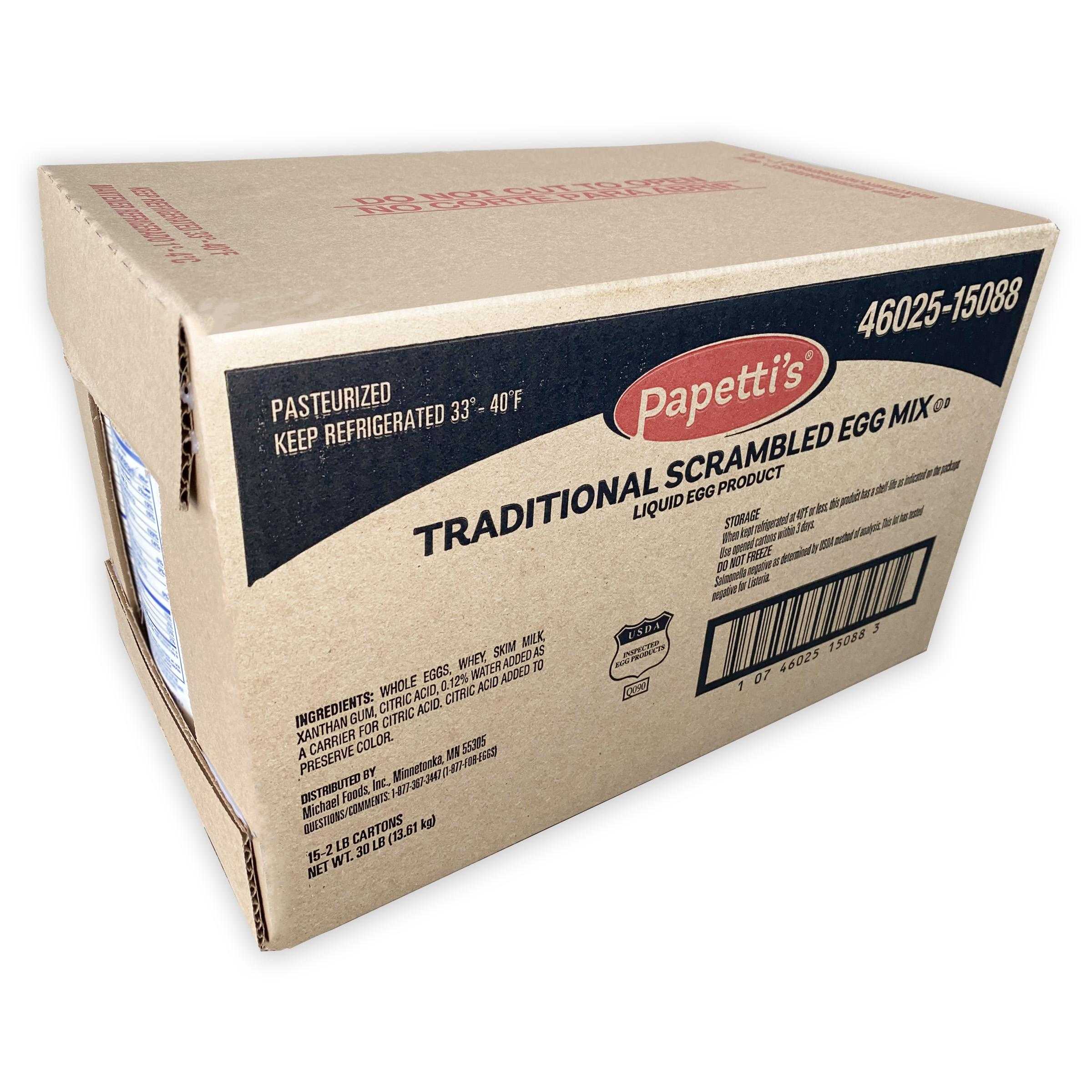 Papetti’s® Refrigerated Liquid Traditional Scrambled Egg Mix, 15/2 Lb Cartons