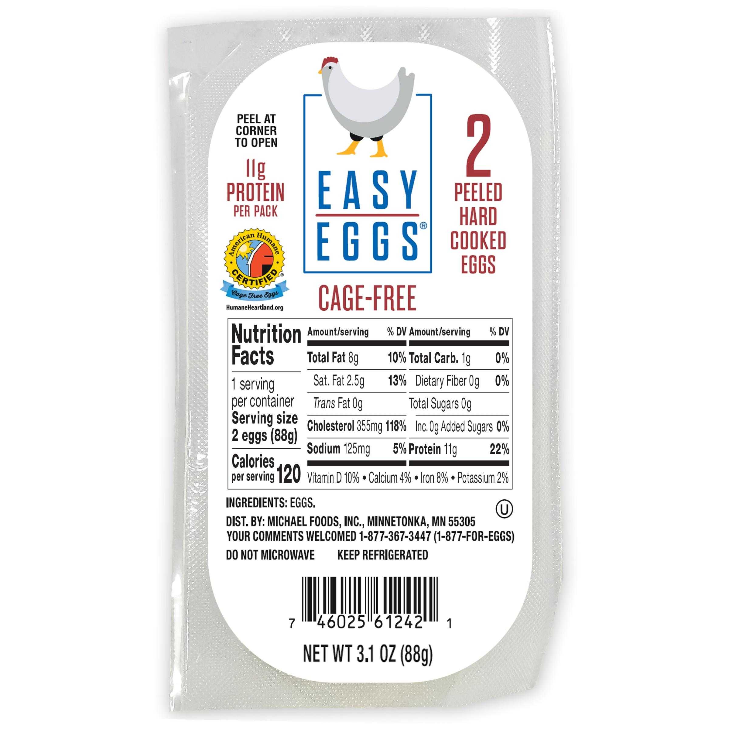 Easy Eggs® American Humane Certified Cage Free Peeled Hard Cooked Eggs, 14/2 Count Grab ‘N Go Dry Packs