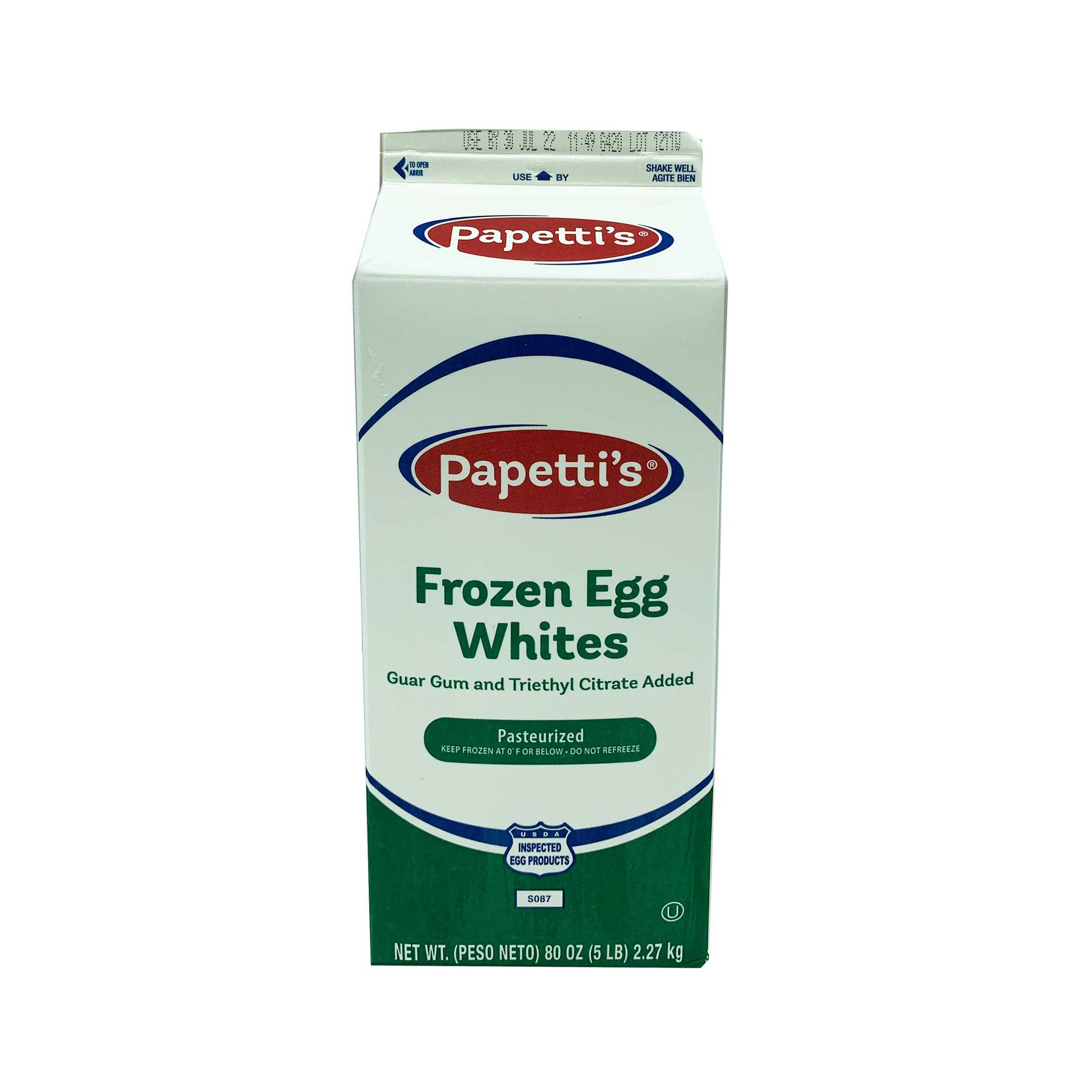 Papetti’s® Frozen Liquid Egg Whites with Triethyl Citrate and Guar Gum, 6/5 Lb Cartons