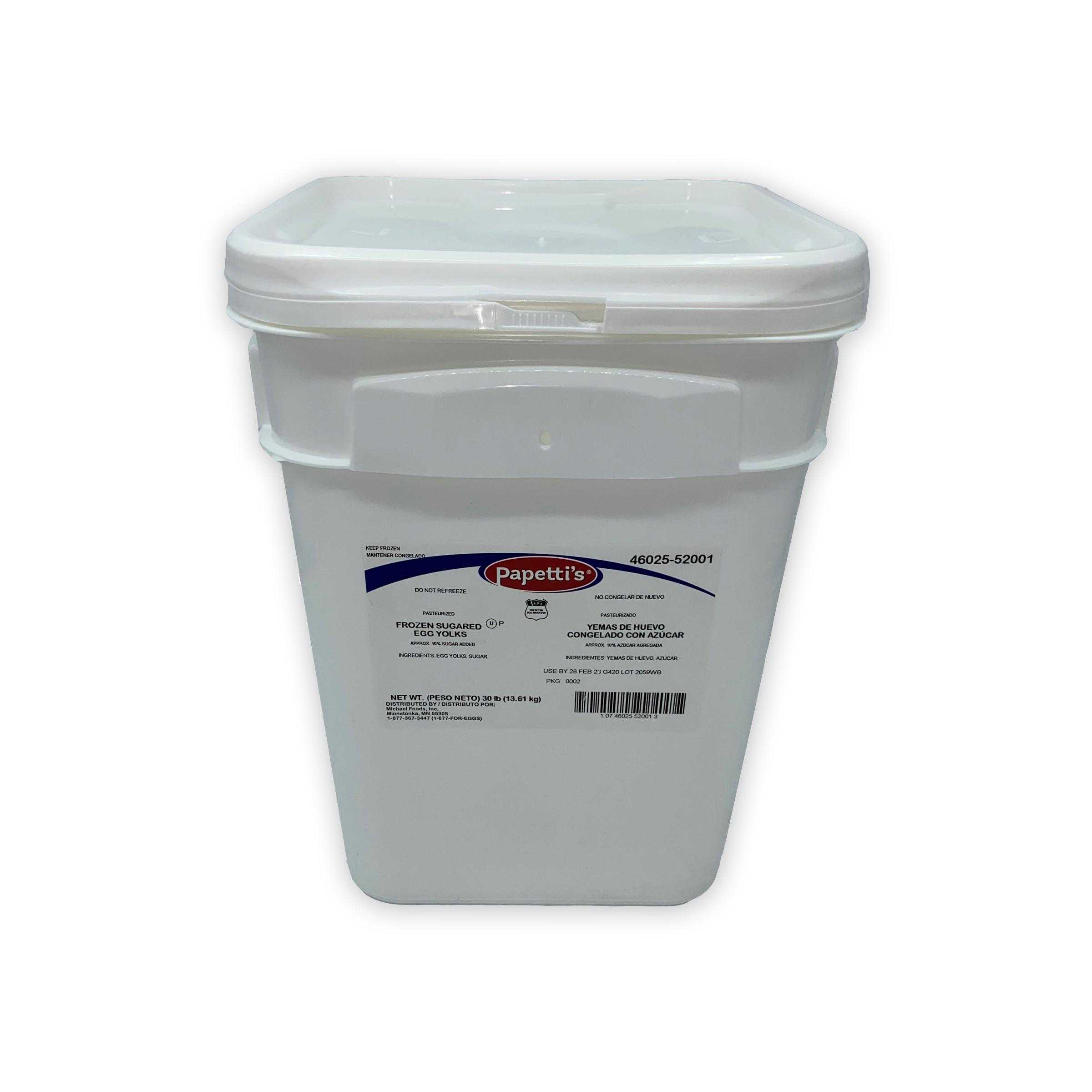 Papetti's® Frozen Liquid Egg Yolk with 10% Sugar, 1/30 Lb Square Tub