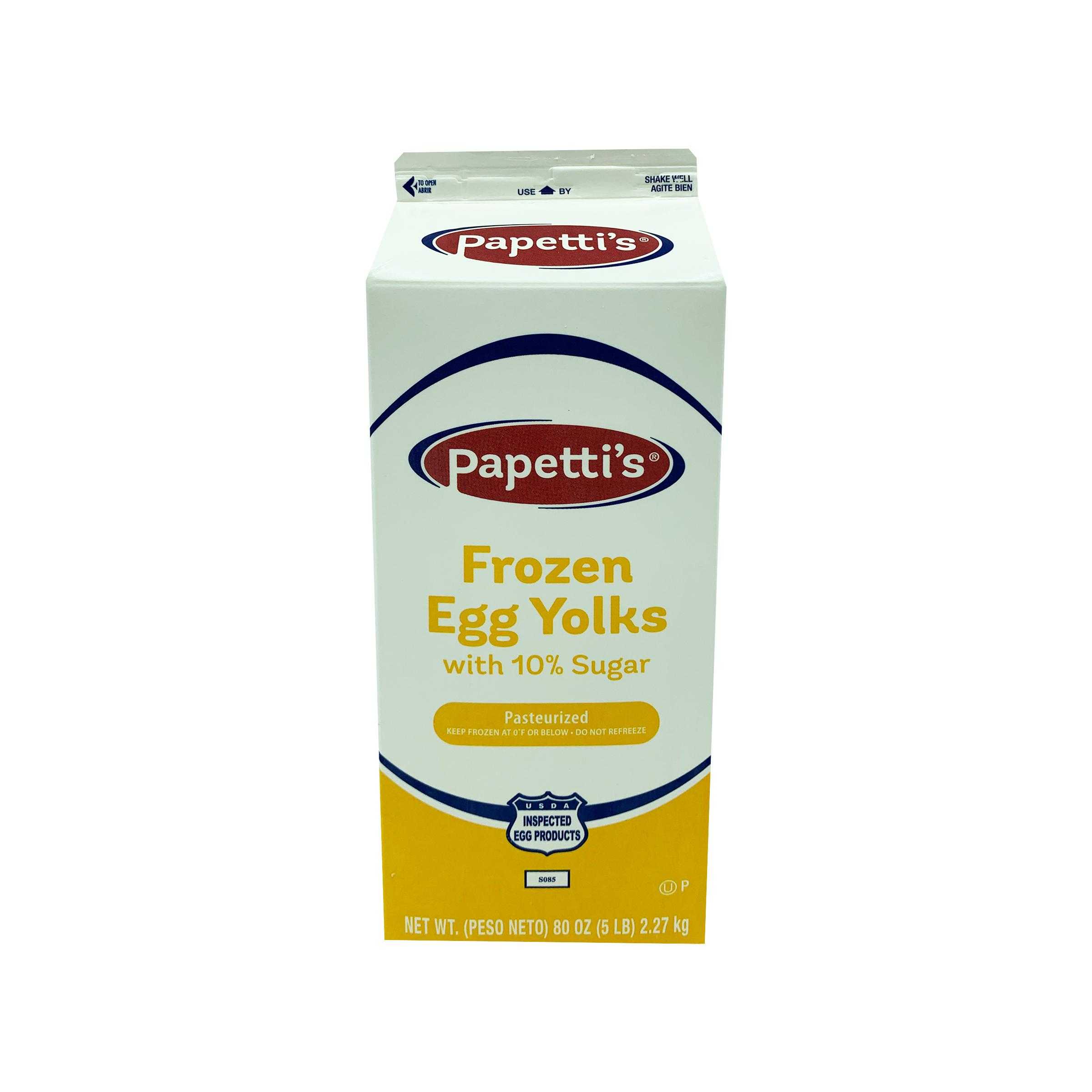 Papetti’s® Frozen Liquid Egg Yolks with 10% Sugar, 6/5 Lb Cartons