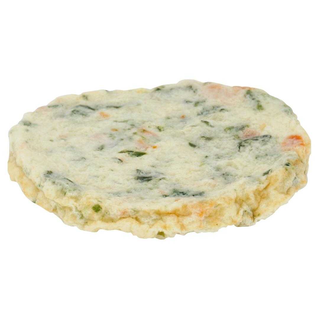 Papetti's® Fully Cooked 3.5'' Round Garden Vegetable Egg White Patties with Cheese, Tomatoes, Spinach and Basil Flavor, 160/1.5 oz
