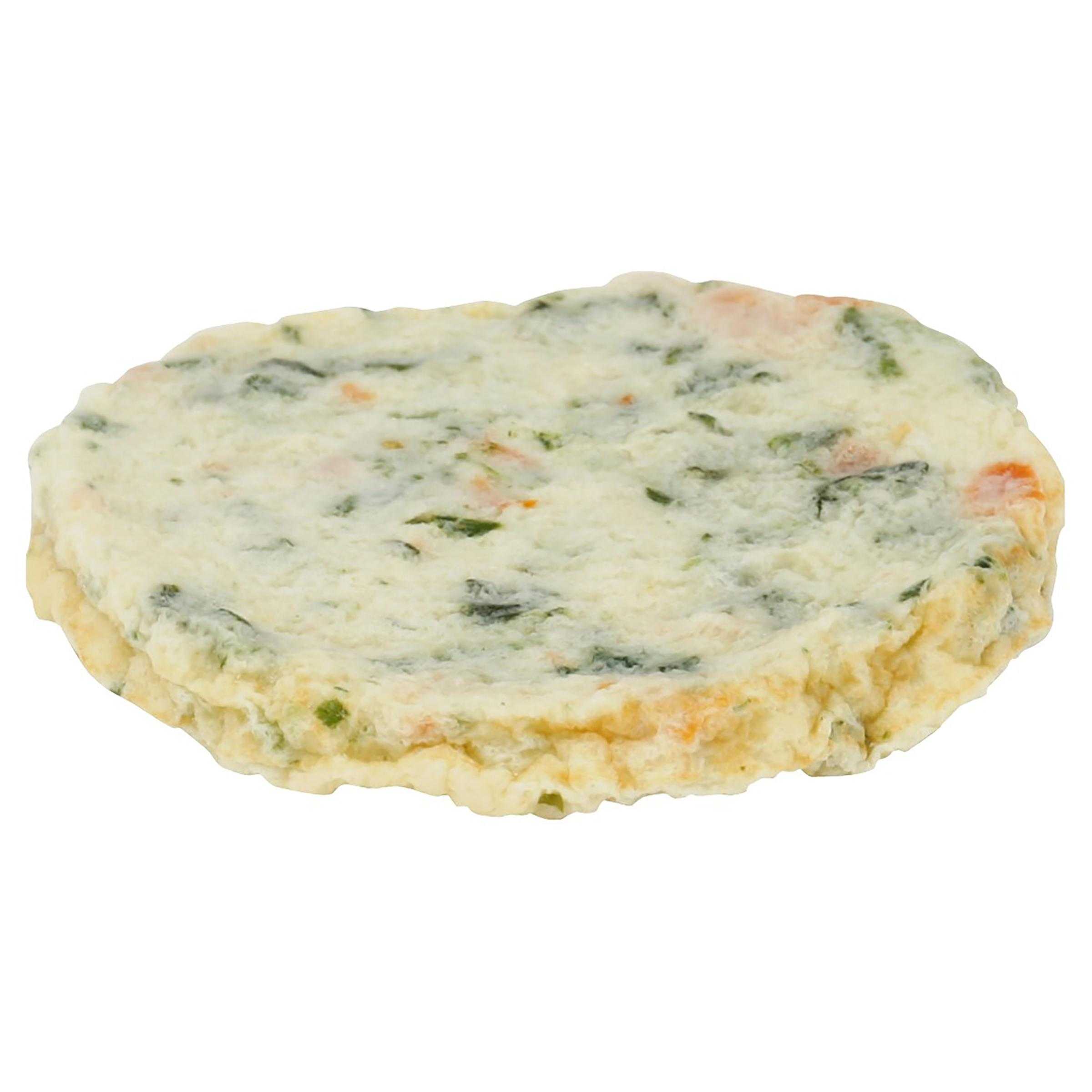 Papetti’s® Fully Cooked 3.5” Round Garden Vegetable Egg White Patties with Cheese, Tomatoes, Spinach and Basil Flavor, 160/1.5 oz