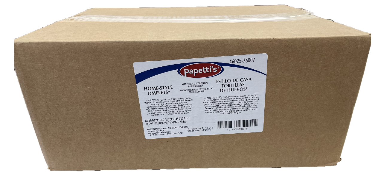 Papetti’s® Fully Cooked 6.25″ Plain Flat Round Home-Style Omelet, 88/3.0 oz