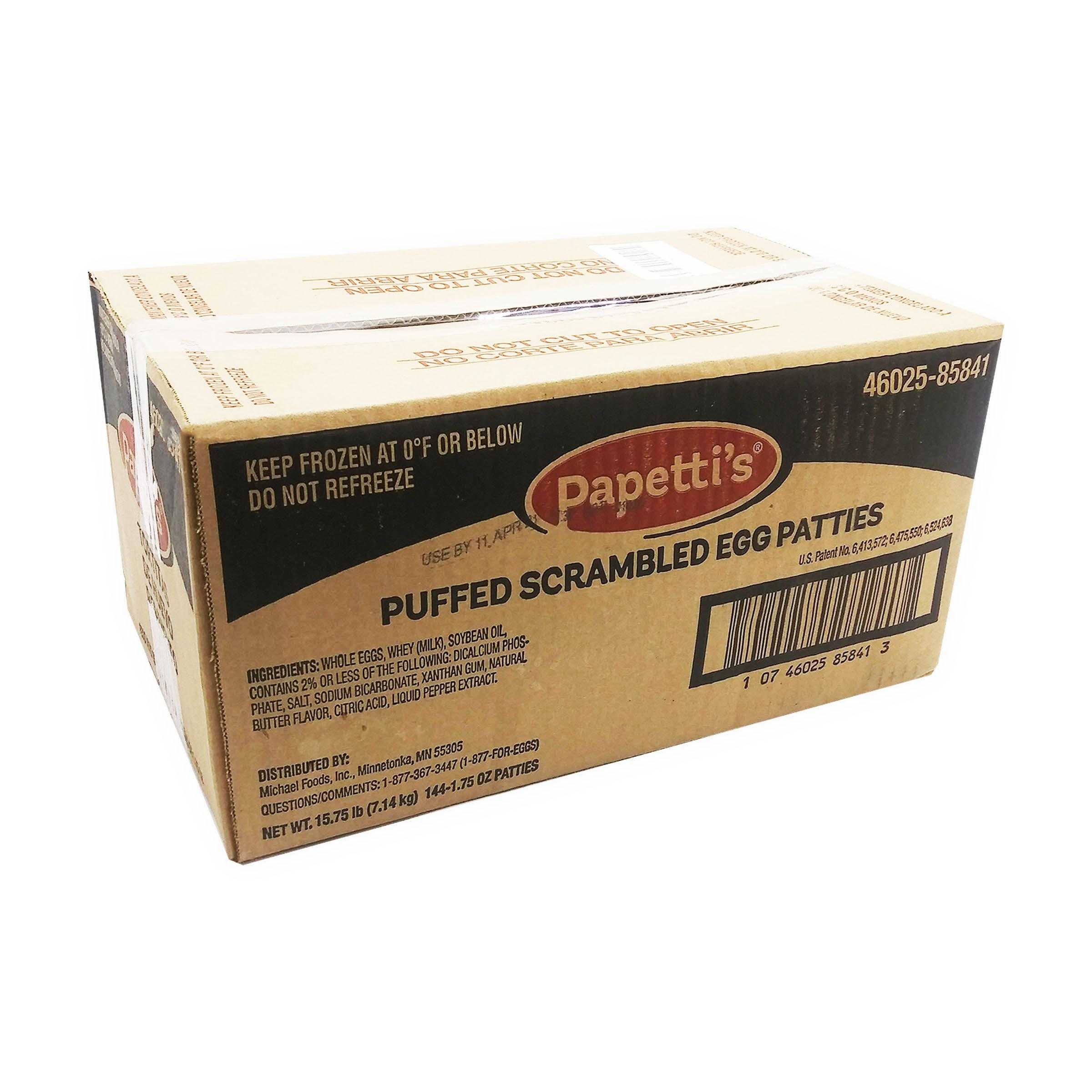 Papetti’s® Fully-Cooked 3.5” Puffed Round Scrambled Egg Patties, 144/1.75