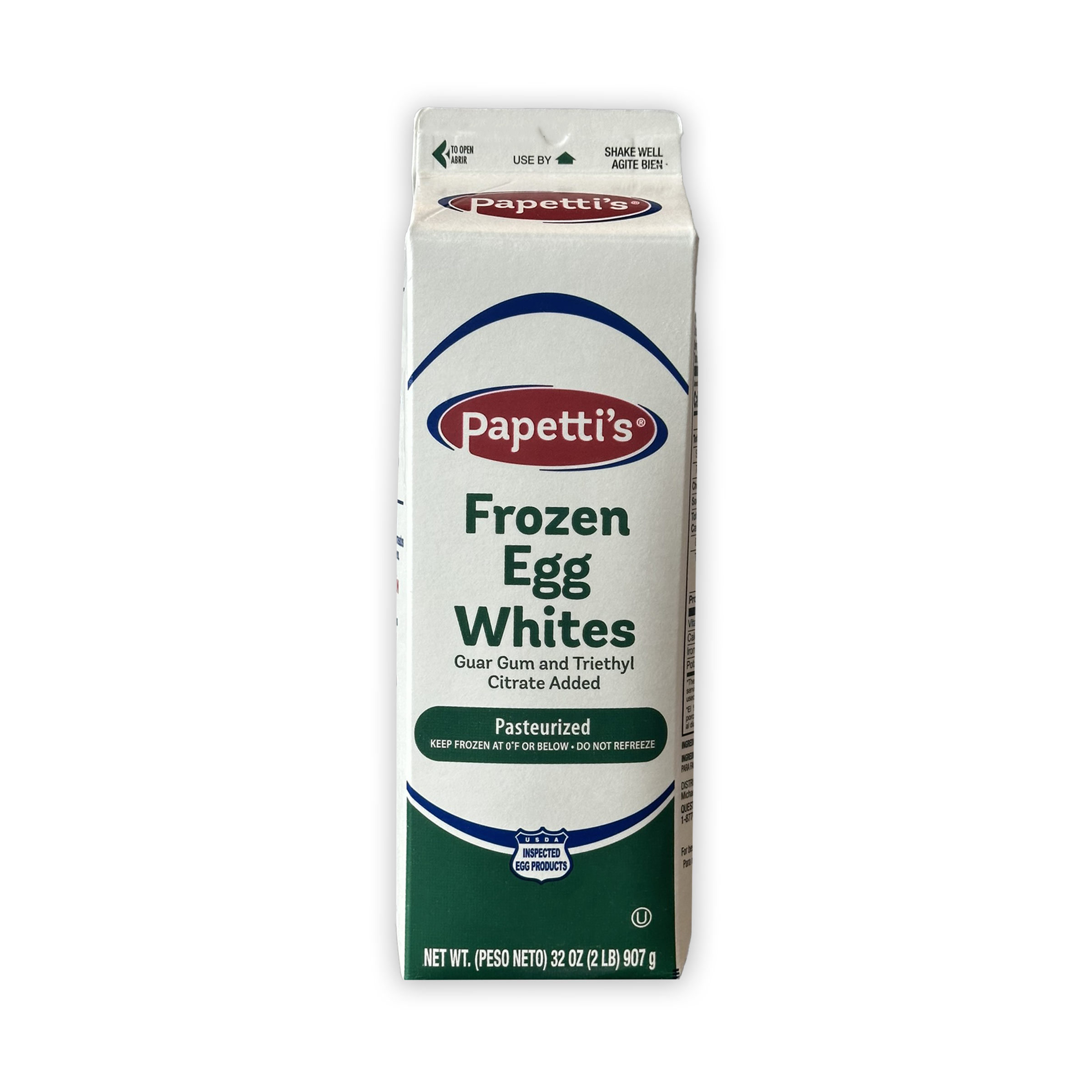 Papetti’s®  Frozen Liquid Egg Whites with Triethyl Citrate and Guar Gum, 15/2 Lb Cartons