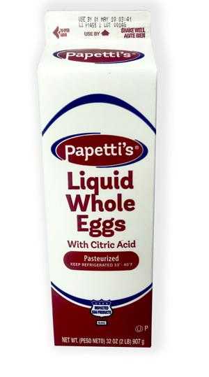 Papetti’s® Refrigerated Liquid Whole Eggs with Citric Acid, 15/2 Lb Cartons