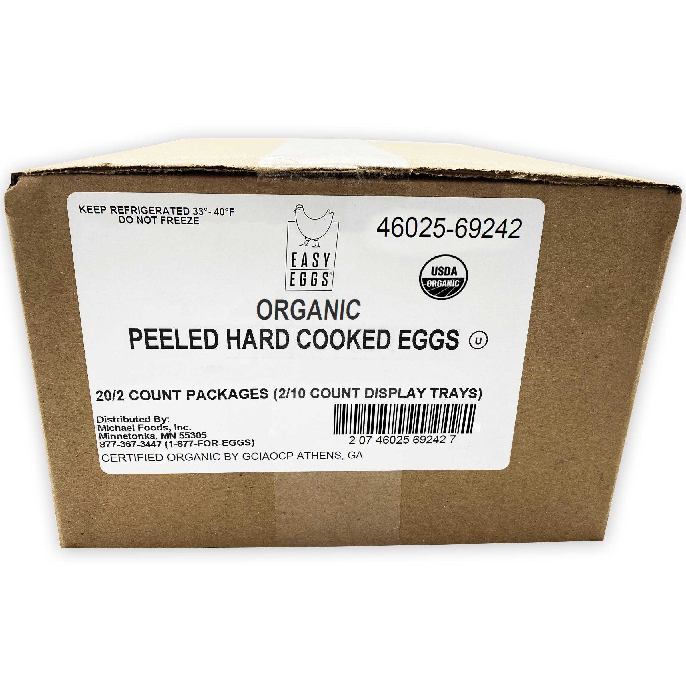 Easy Eggs® Organic Peeled Hard Cooked Eggs, 2 Retail Trays with 10-2 Count Grab ‘N Go Dry Packs